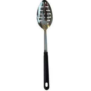 EKCO USA Stainless Steel Slotted Spoon Keyhole Black Handle‎ Kitchen Utensil 12"